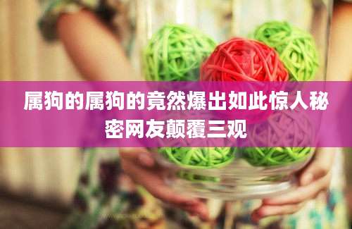 属狗的属狗的竟然爆出如此惊人秘密网友颠覆三观