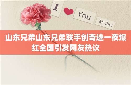 山东兄弟山东兄弟联手创奇迹一夜爆红全国引发网友热议