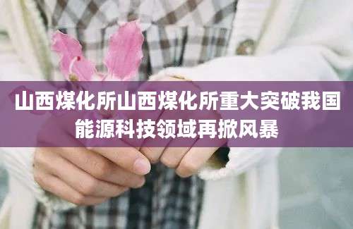山西煤化所山西煤化所重大突破我国能源科技领域再掀风暴