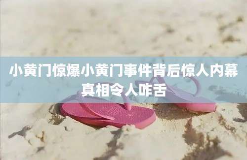 小黄门惊爆小黄门事件背后惊人内幕真相令人咋舌