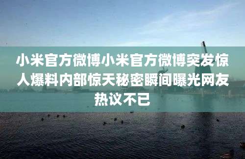 小米官方微博小米官方微博突发惊人爆料内部惊天秘密瞬间曝光网友热议不已