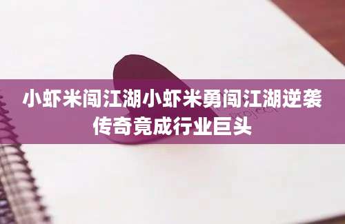 小虾米闯江湖小虾米勇闯江湖逆袭传奇竟成行业巨头