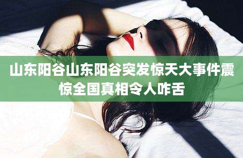山东阳谷山东阳谷突发惊天大事件震惊全国真相令人咋舌
