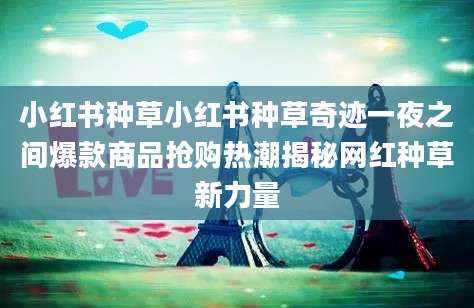 小红书种草小红书种草奇迹一夜之间爆款商品抢购热潮揭秘网红种草新力量