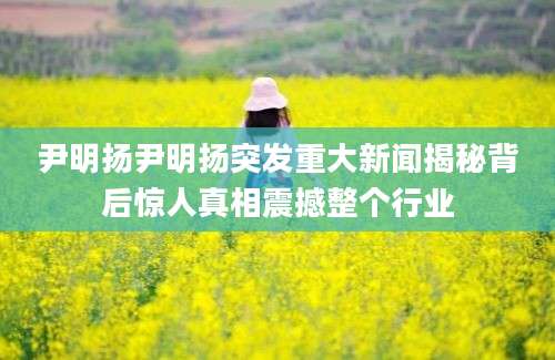 尹明扬尹明扬突发重大新闻揭秘背后惊人真相震撼整个行业