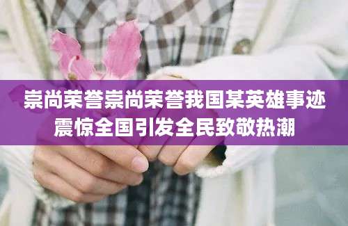 崇尚荣誉崇尚荣誉我国某英雄事迹震惊全国引发全民致敬热潮