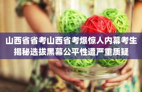 山西省省考山西省考爆惊人内幕考生揭秘选拔黑幕公平性遭严重质疑