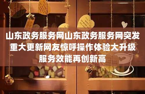 山东政务服务网山东政务服务网突发重大更新网友惊呼操作体验大升级服务效能再创新高