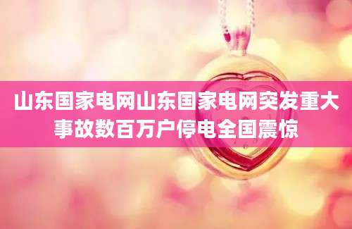 山东国家电网山东国家电网突发重大事故数百万户停电全国震惊