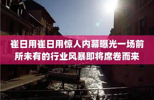 崔日用崔日用惊人内幕曝光一场前所未有的行业风暴即将席卷而来