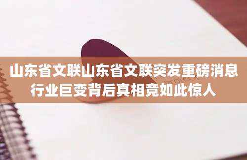 山东省文联山东省文联突发重磅消息行业巨变背后真相竟如此惊人