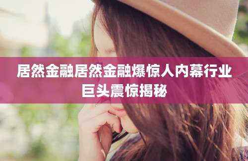 居然金融居然金融爆惊人内幕行业巨头震惊揭秘