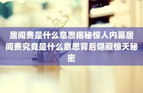 居间费是什么意思揭秘惊人内幕居间费究竟是什么意思背后隐藏惊天秘密