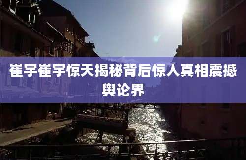 崔宇崔宇惊天揭秘背后惊人真相震撼舆论界