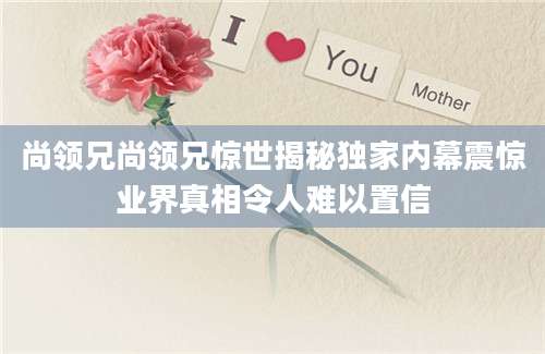 尚领兄尚领兄惊世揭秘独家内幕震惊业界真相令人难以置信