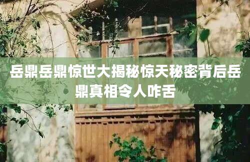 岳鼎岳鼎惊世大揭秘惊天秘密背后岳鼎真相令人咋舌