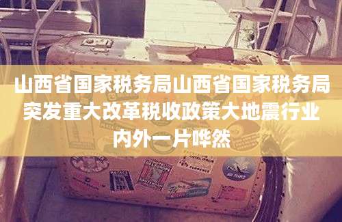 山西省国家税务局山西省国家税务局突发重大改革税收政策大地震行业内外一片哗然