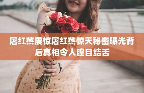 屠红燕震惊屠红燕惊天秘密曝光背后真相令人瞠目结舌