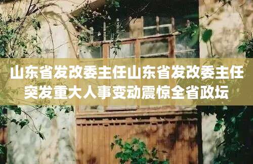山东省发改委主任山东省发改委主任突发重大人事变动震惊全省政坛