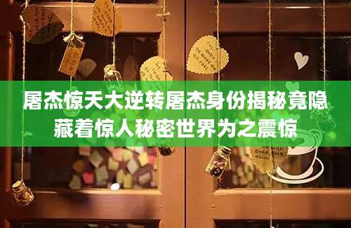 屠杰惊天大逆转屠杰身份揭秘竟隐藏着惊人秘密世界为之震惊