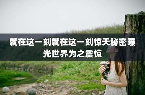 就在这一刻就在这一刻惊天秘密曝光世界为之震惊