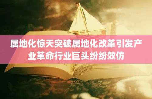 属地化惊天突破属地化改革引发产业革命行业巨头纷纷效仿