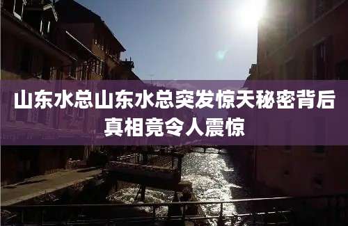 山东水总山东水总突发惊天秘密背后真相竟令人震惊