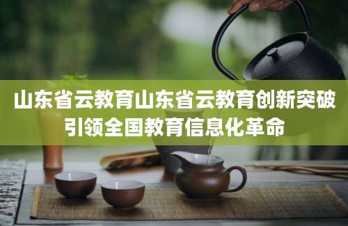 山东省云教育山东省云教育创新突破引领全国教育信息化革命