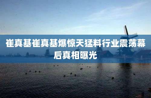 崔真基崔真基爆惊天猛料行业震荡幕后真相曝光