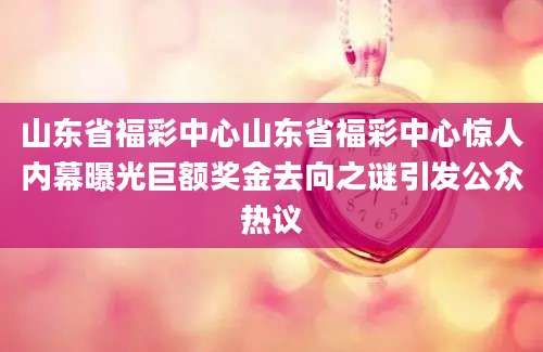 山东省福彩中心山东省福彩中心惊人内幕曝光巨额奖金去向之谜引发公众热议