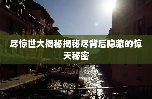 尽惊世大揭秘揭秘尽背后隐藏的惊天秘密
