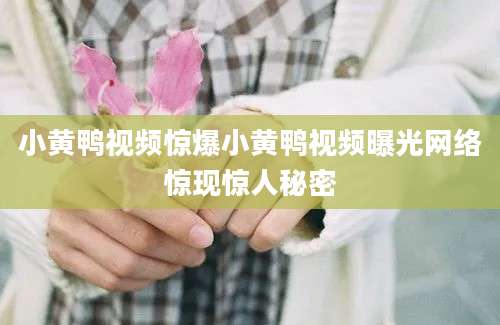 小黄鸭视频惊爆小黄鸭视频曝光网络惊现惊人秘密