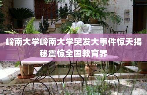 岭南大学岭南大学突发大事件惊天揭秘震惊全国教育界