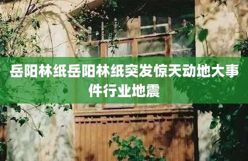 岳阳林纸岳阳林纸突发惊天动地大事件行业地震